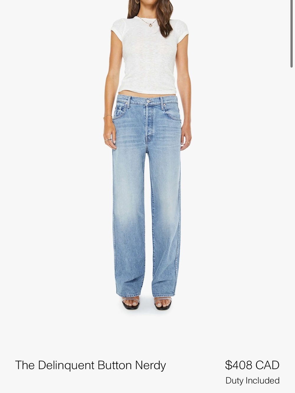 MOTHER Light Blue Wide-Leg 'The Delinquent Button Nerdy' Jeans